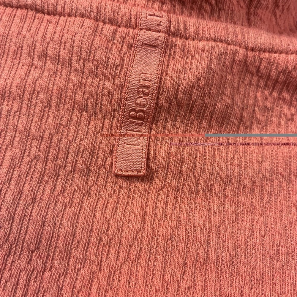 L.L.Bean Womens Large Pullover Hoodie Coral Textured Knit Stretch Pockets - Picture 12 of 13